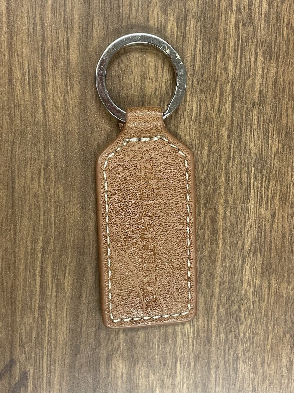 Vintage Tignanello Brown Leather Keychain Stitched Rectangular Key Fob 1980s